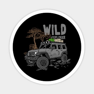 Wild Explorer Jeep - Adventure Grey Jeep Wild Explore for Outdoor enthusiasts Magnet